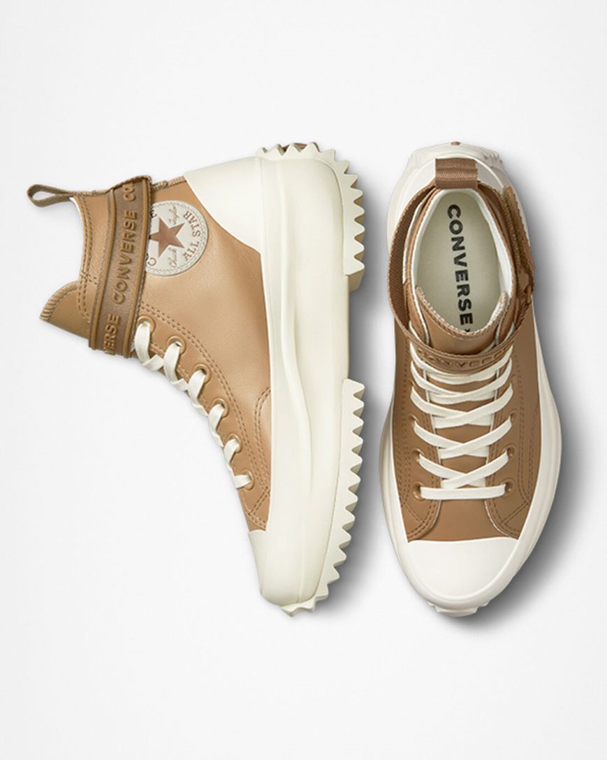 Topanky Na Platforme Converse Run Star Hike Kozene Utility Remienkove Vysoke Damske Hnede | SK FULBA1